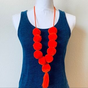 Boho Tassel Necklace. Pom Pom handmade necklace.